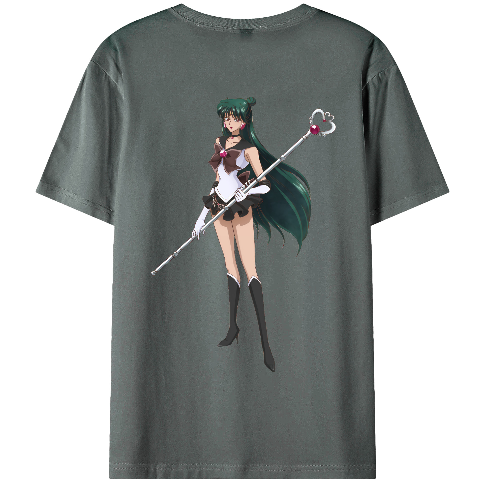 （画像用） 美少女戦士セーラームーン 冥王せつな Sailor Moon Meiou Setsuna 綿100％ メンズ半袖Tシャツ（バックプリント） 通気性